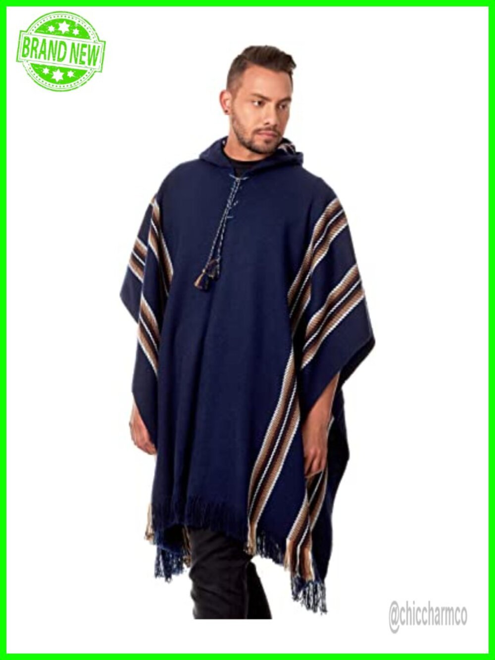 Alpaca Wool Hooded Poncho Cloak Cape Pullover One Size